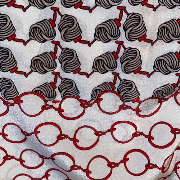 Carlisle Collection Silk Ivory & Red Chain Knot Print Blouse - 2 - Picture 8 of 11